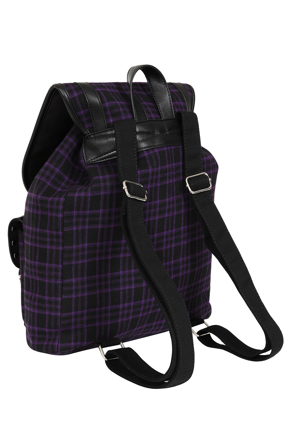 grunge goth purple plaid backpack