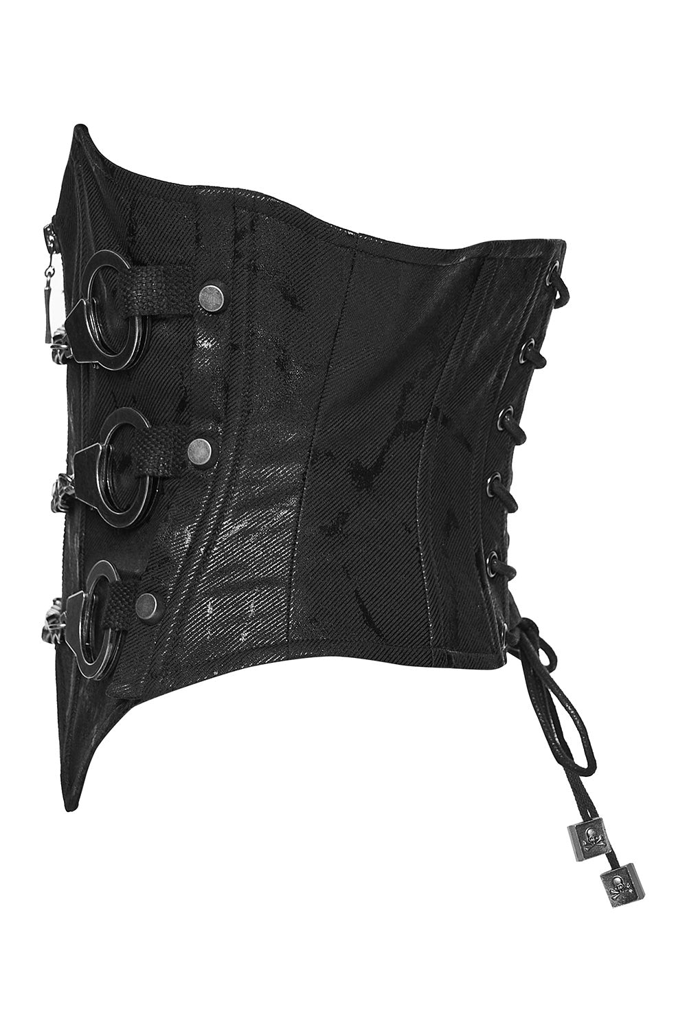 studded punk rave corset with handcuffs and chains 