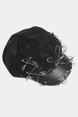 studded safety pin spiked vegan leather cap hat