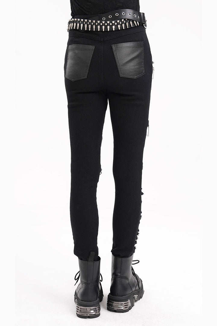 womens black vegan leather pants