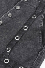 womens skull button eyelet grunge gothic jeans