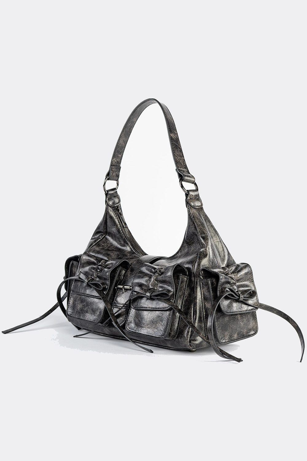 distressed leather gothic handbag 