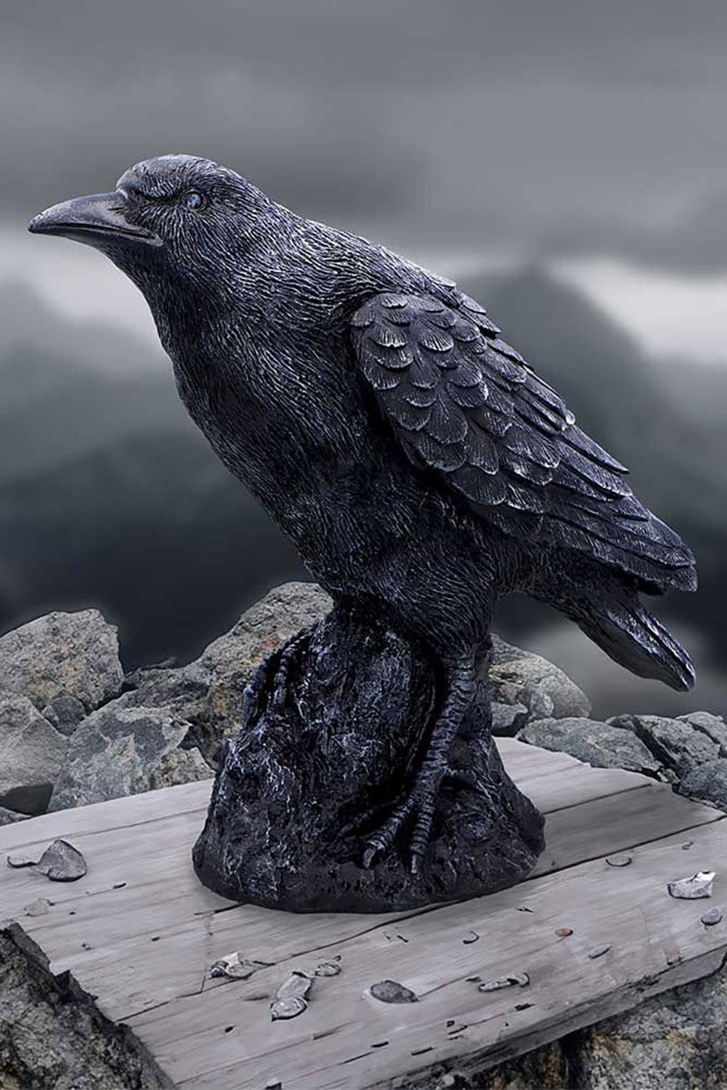 black raven resin statue