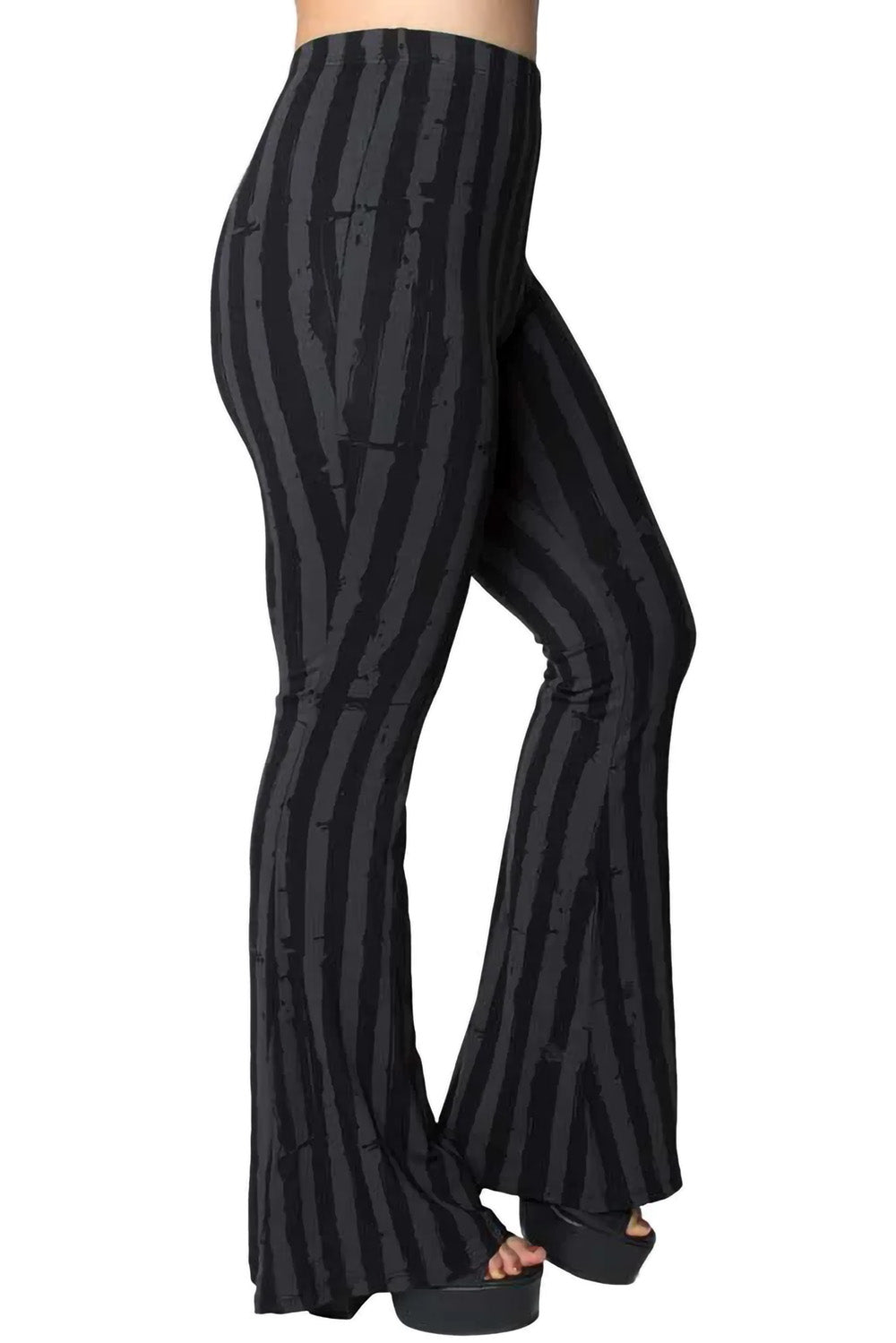 Distressed Stripe Grey Flare Leggings