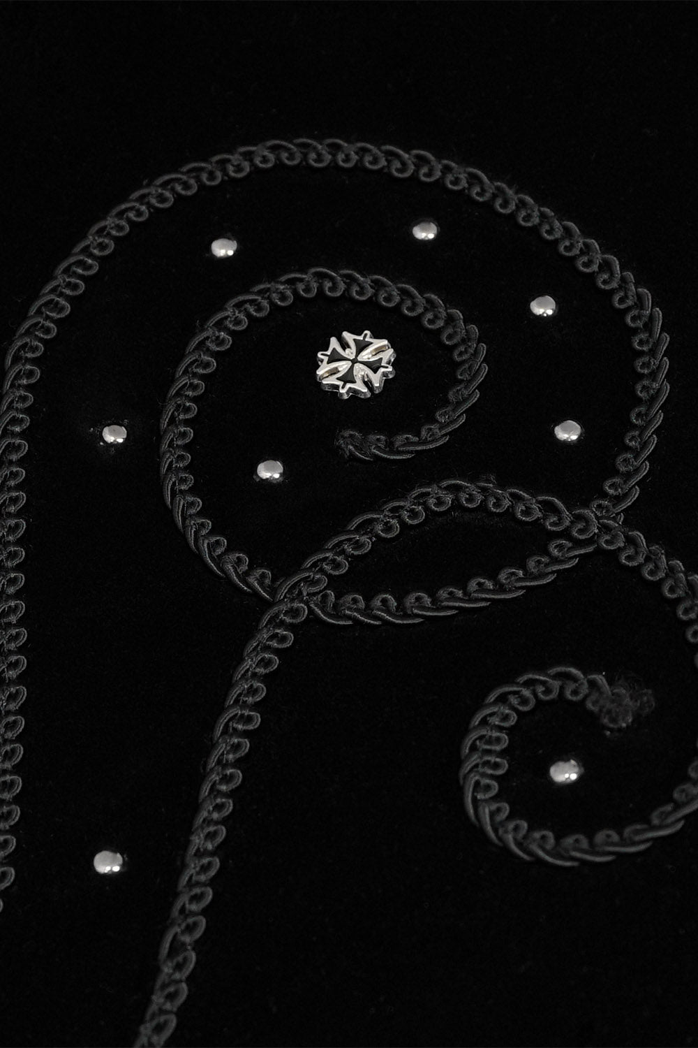 embroidered studded black velvet mens vampire coat