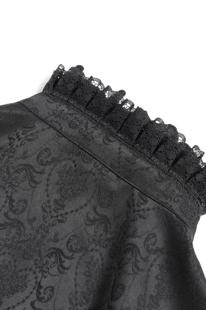 womens puff shoulder gothic blouse with lace 