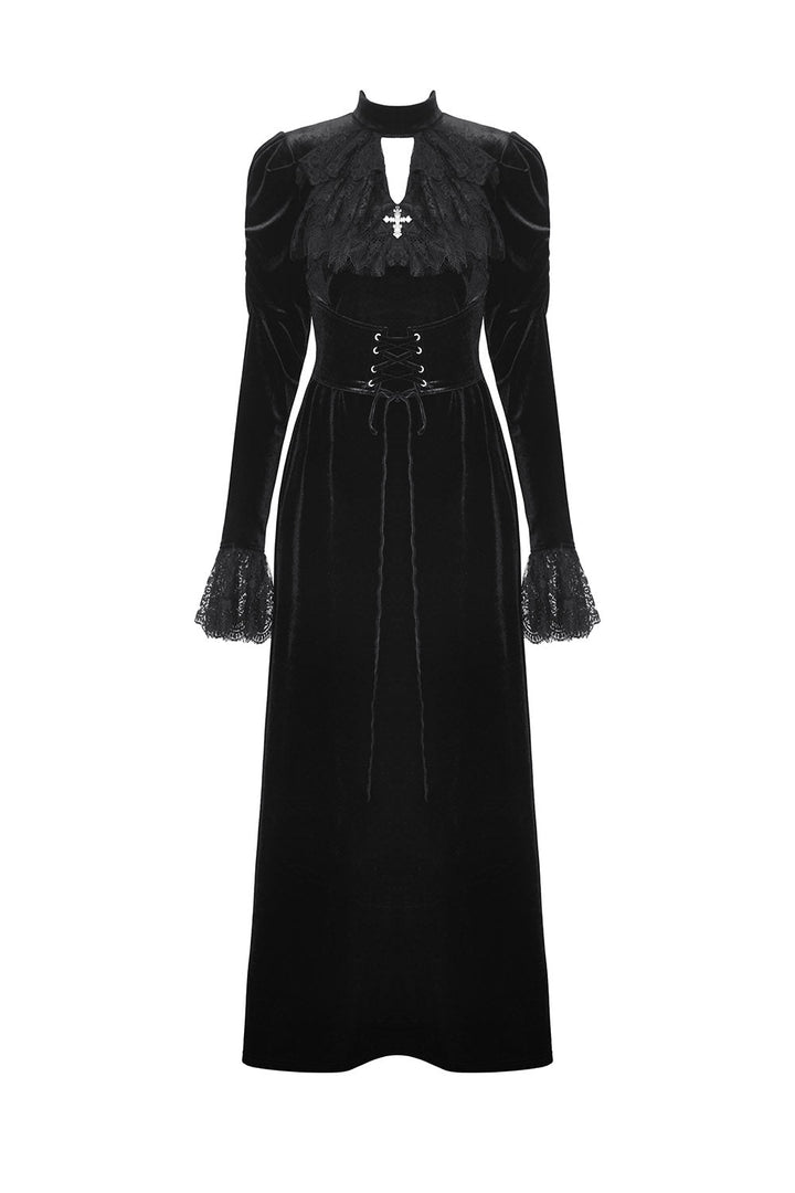 Dolorous Vintage Velvet Maxi Dress - dresses - VampireFreaks - Dark In Love