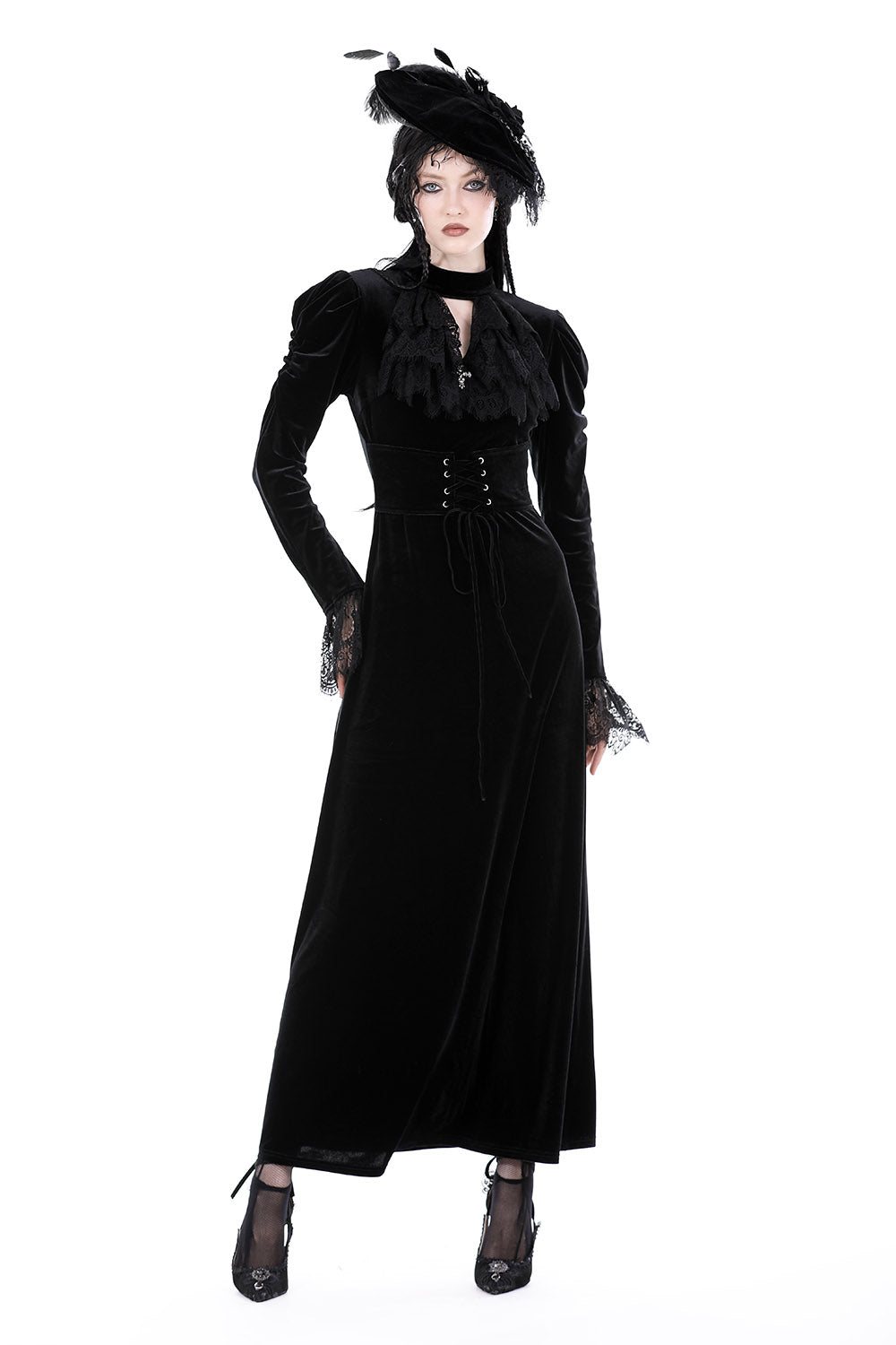 Dolorous Vintage Velvet Maxi Dress - dresses - VampireFreaks - Dark In Love