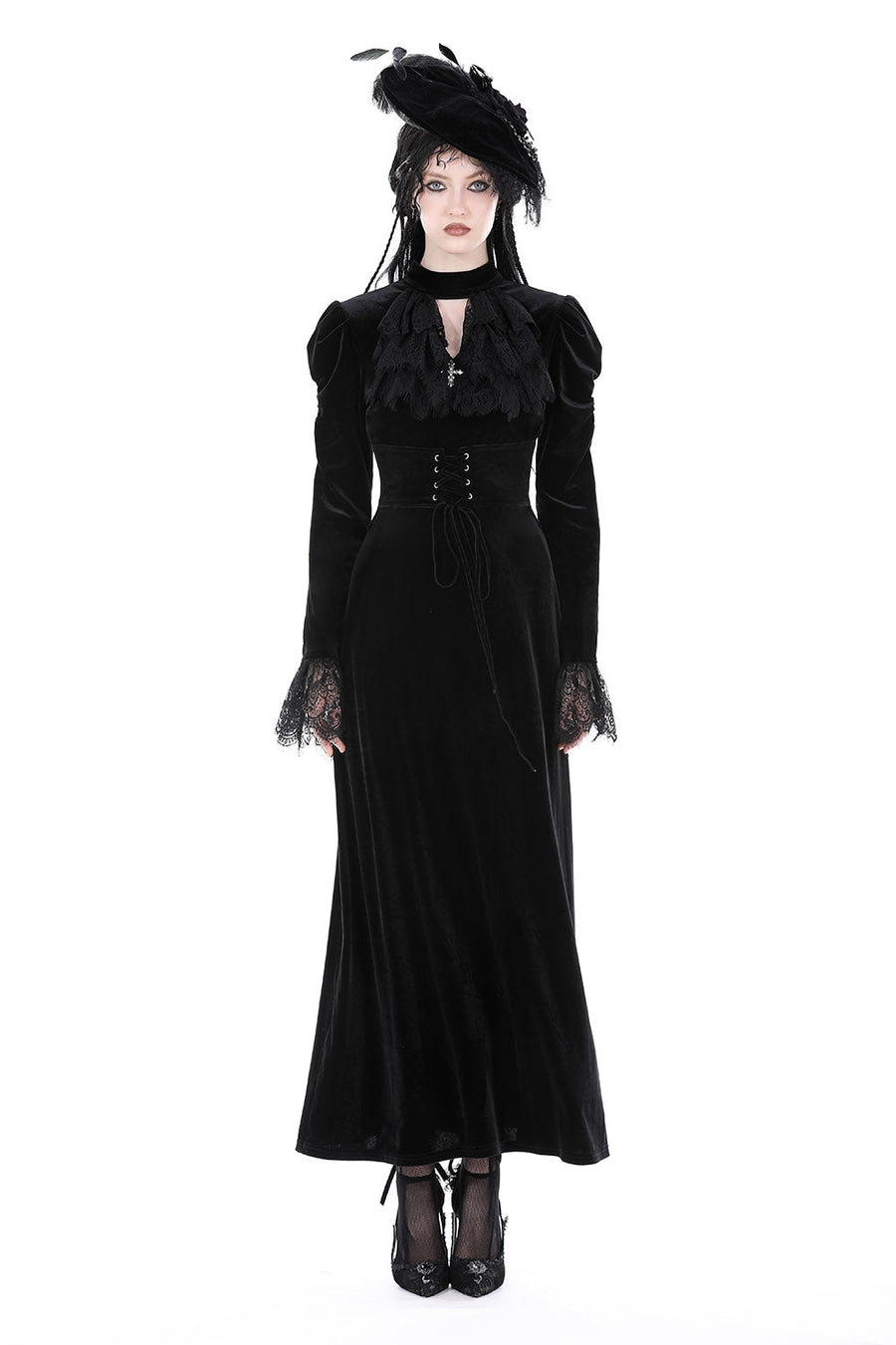 Dolorous Vintage Velvet Maxi Dress - dresses - VampireFreaks - Dark In Love