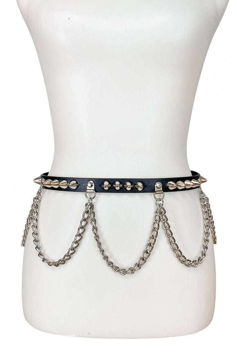 Doom & Gloom Draped Chain Studded Belt - belts - VampireFreaks - Funk Plus