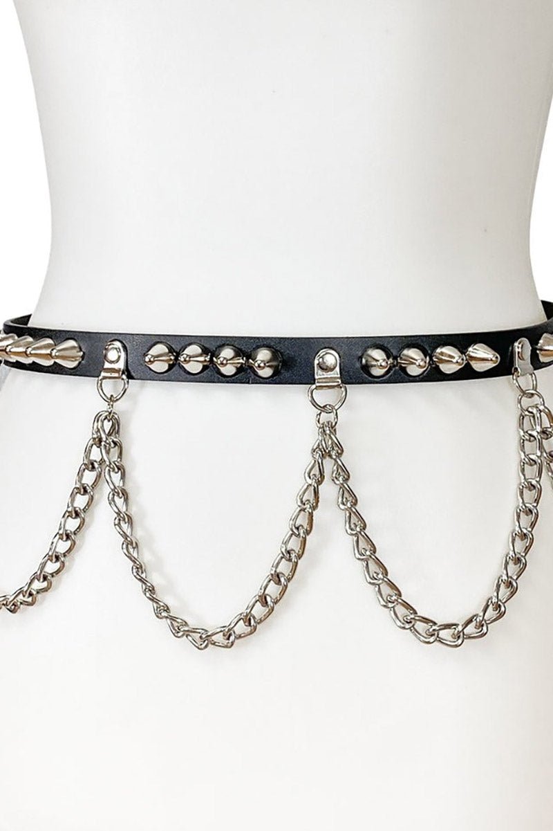 Doom & Gloom Draped Chain Studded Belt - belts - VampireFreaks - Funk Plus