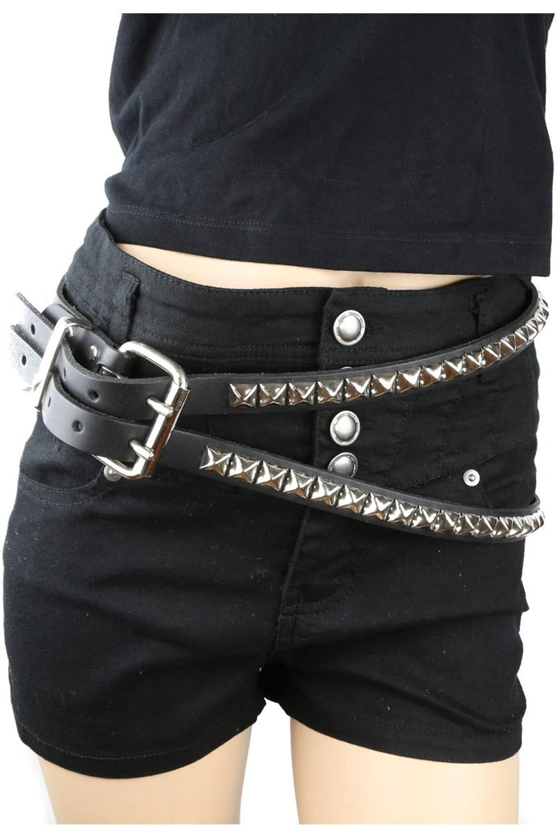 Double Trouble Pyramid Belt - belts - VampireFreaks - Funk Plus