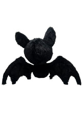 black and white bat skeleton stuffed animal plushie with posable wings