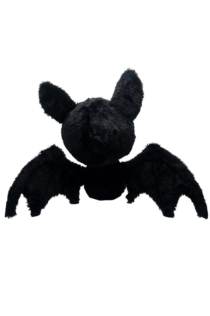 black and white bat skeleton stuffed animal plushie with posable wings