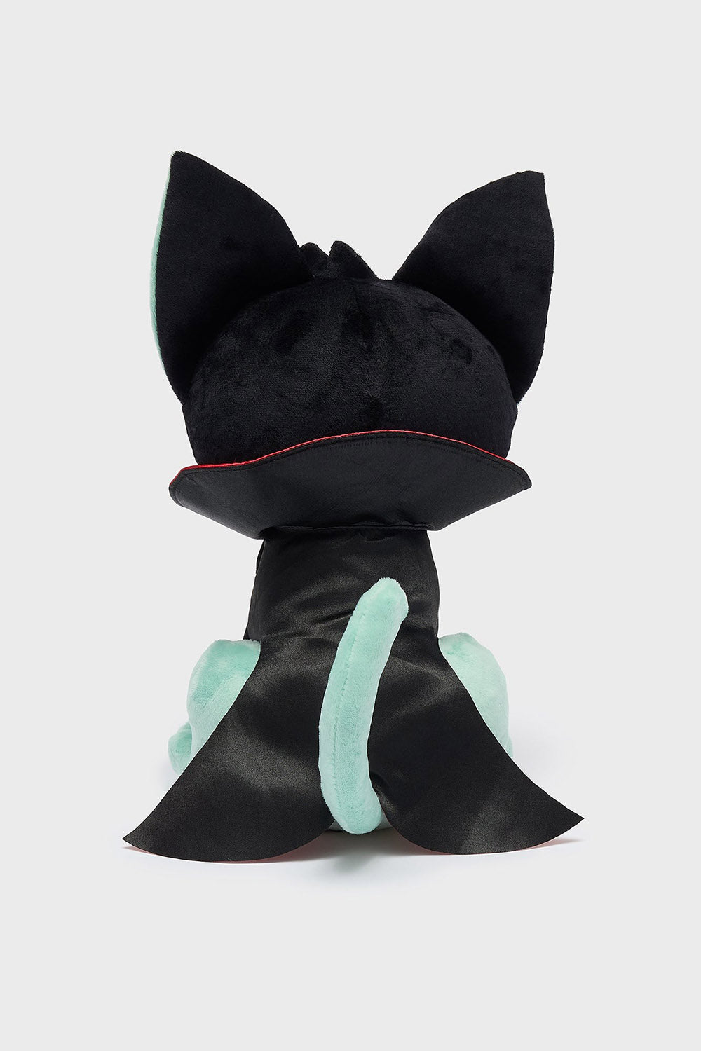 halloween cat plush toy wearing a vampire cape 