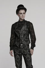 mens vampire gothic deep v-neck vegan leather vest 