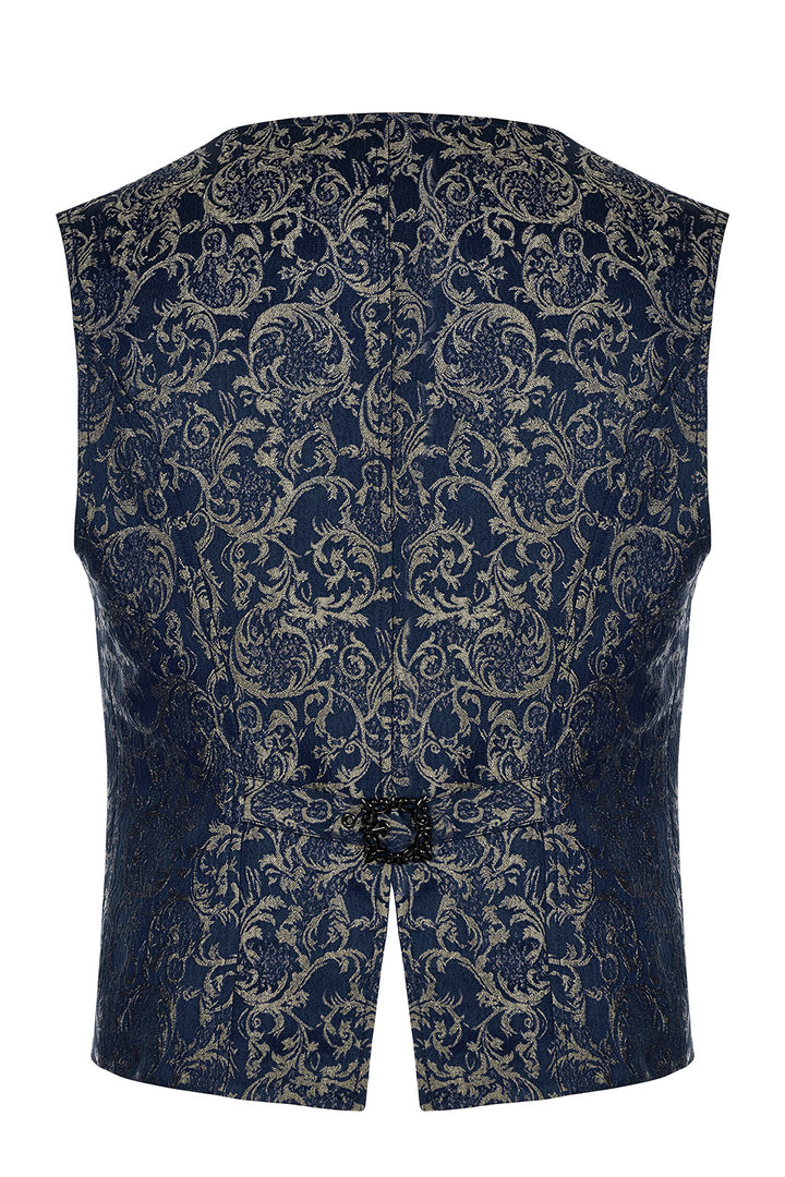 mens button-up goth vest with back buckle 