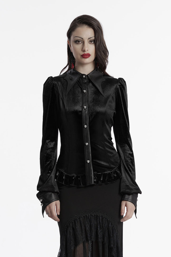 gothic long sleeve velvet blouse