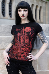 VampireFreaks red Draculas castle graphic short sleeve tshirt