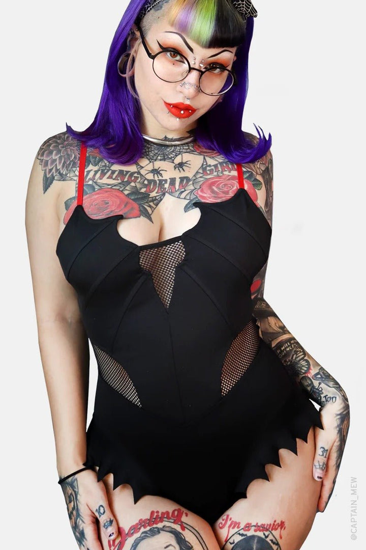 Draculas Daughter One Piece Swimsuit - womens swimwear - VampireFreaks - Forest Ink