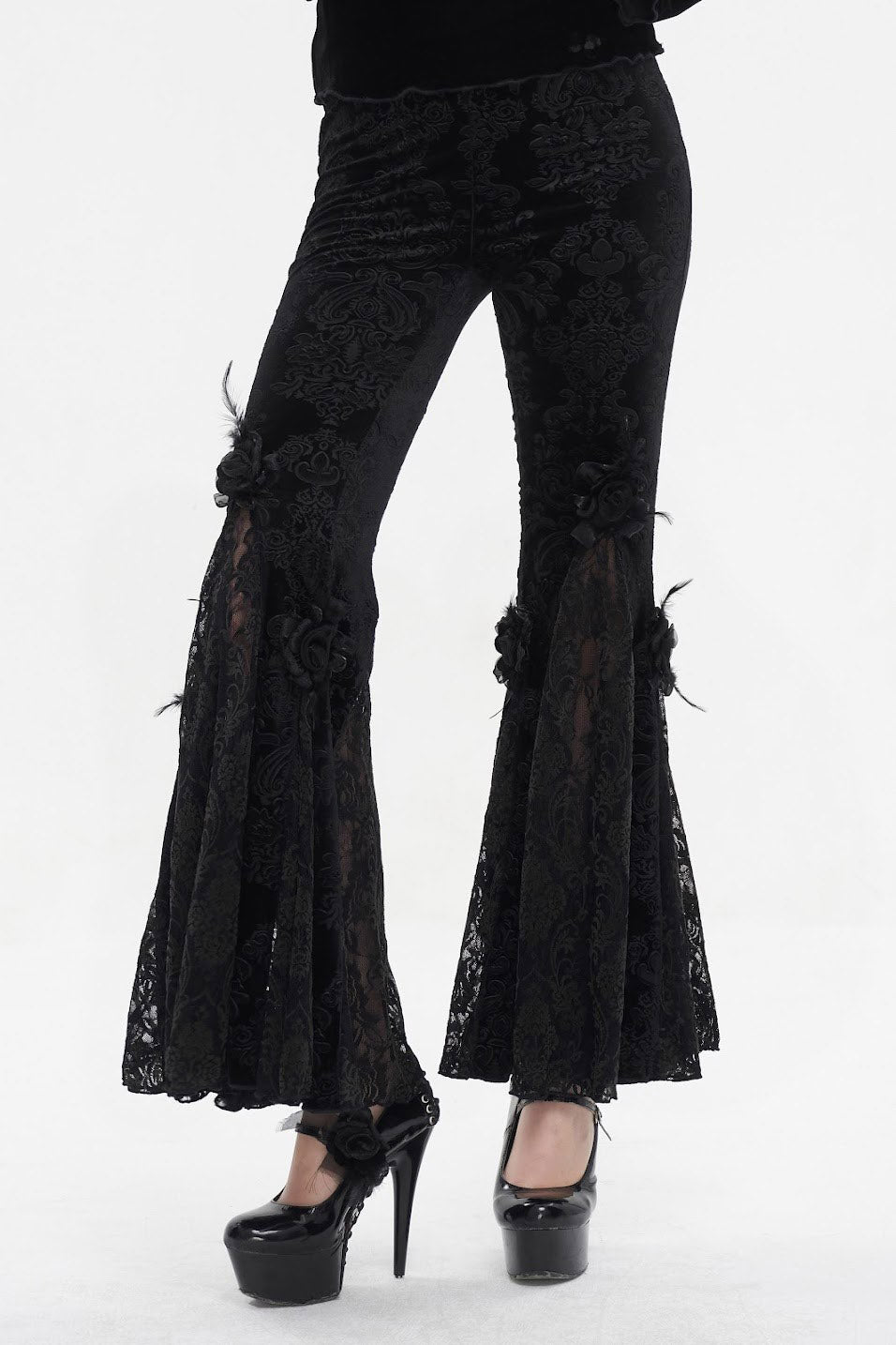 Draculette High Waisted Flares [BLACK] - VampireFreaks - Devil Fashion