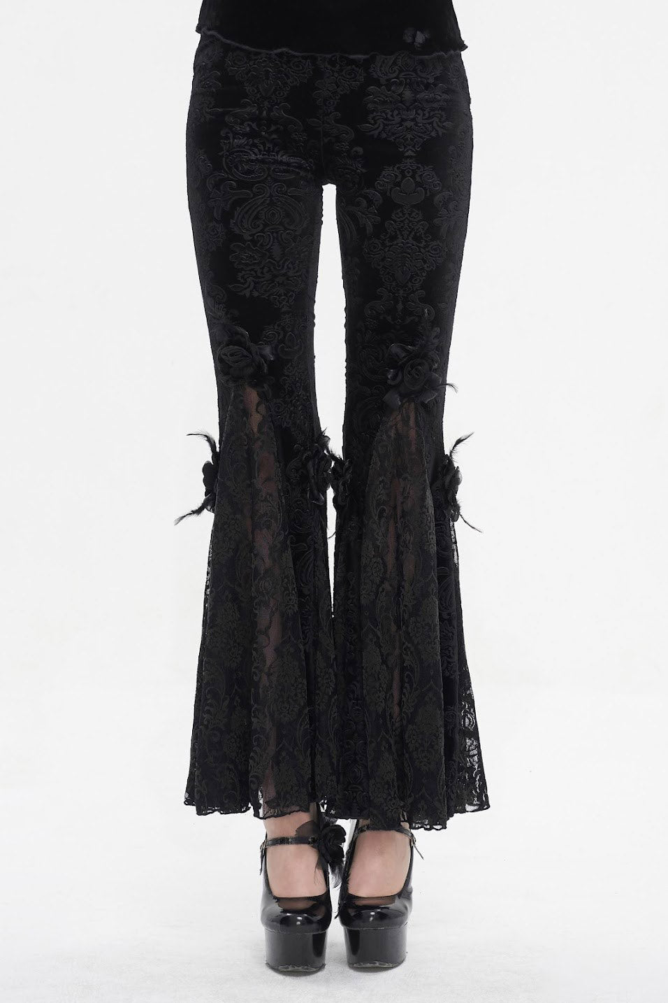 Draculette High Waisted Flares [BLACK] - VampireFreaks - Devil Fashion