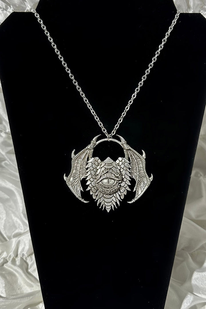 medieval goth heavy metal dragon eyeball necklace