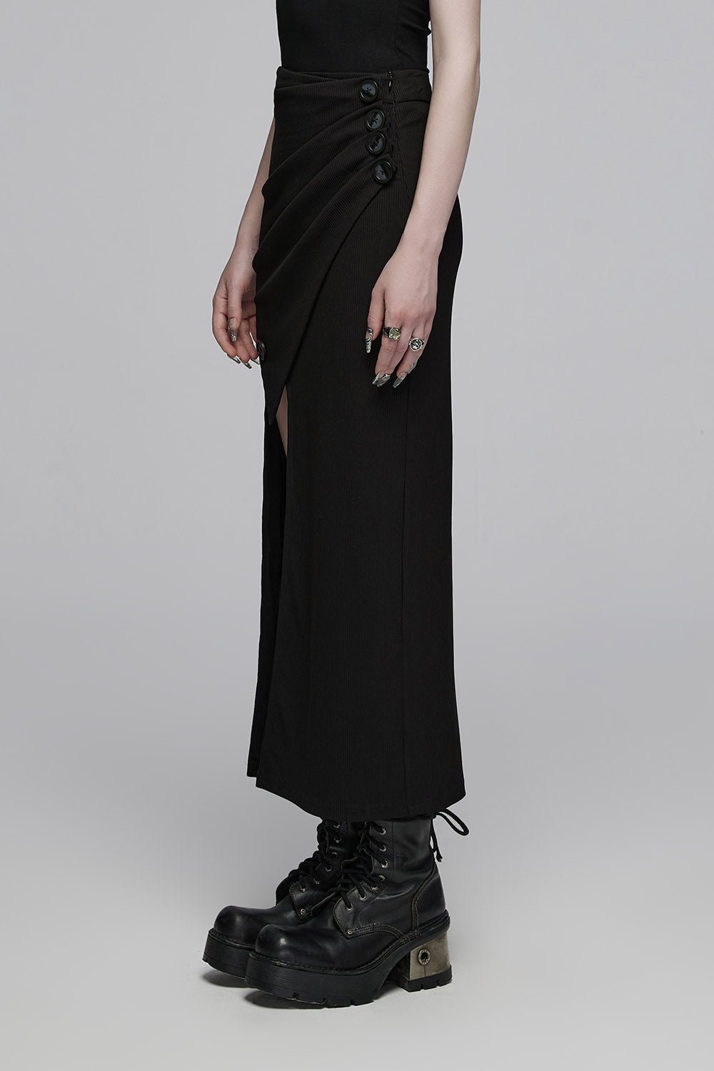 Draped High Split Skirt - skirts - VampireFreaks - Punk Rave