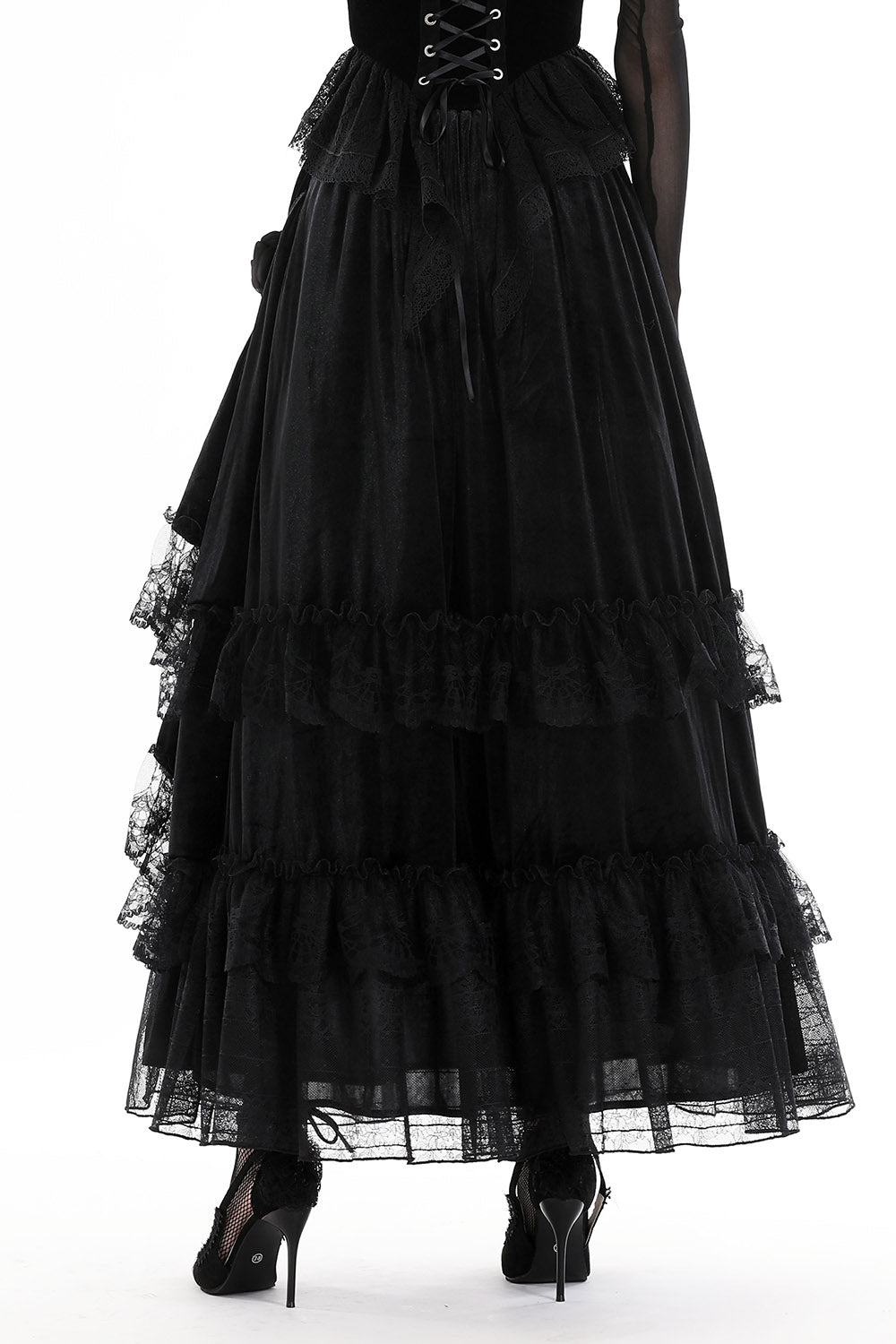 Draped Velvet Haute Goth Maxi Skirt - skirts - VampireFreaks - Dark In Love