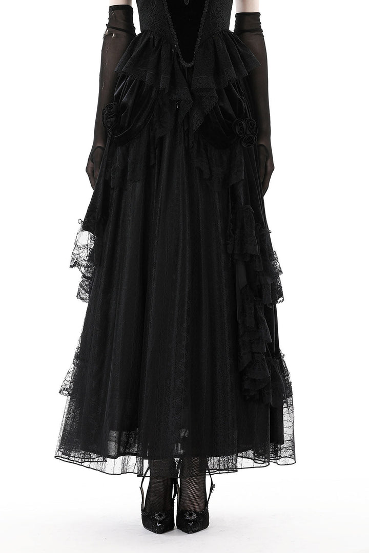 Draped Velvet Haute Goth Maxi Skirt - skirts - VampireFreaks - Dark In Love