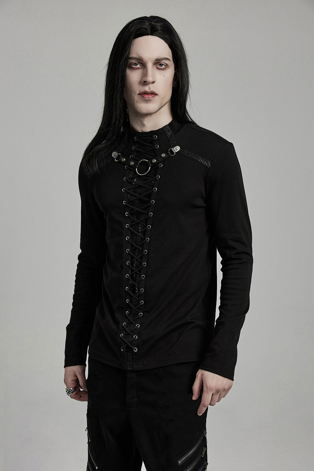 Dread Gothic Laced Up Shirt - mens tops - VampireFreaks - Punk Rave