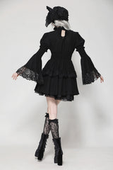 Cute lacey goth fashion dress with smocked waist