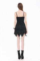 Back view of model wearing punk fashion short black dress