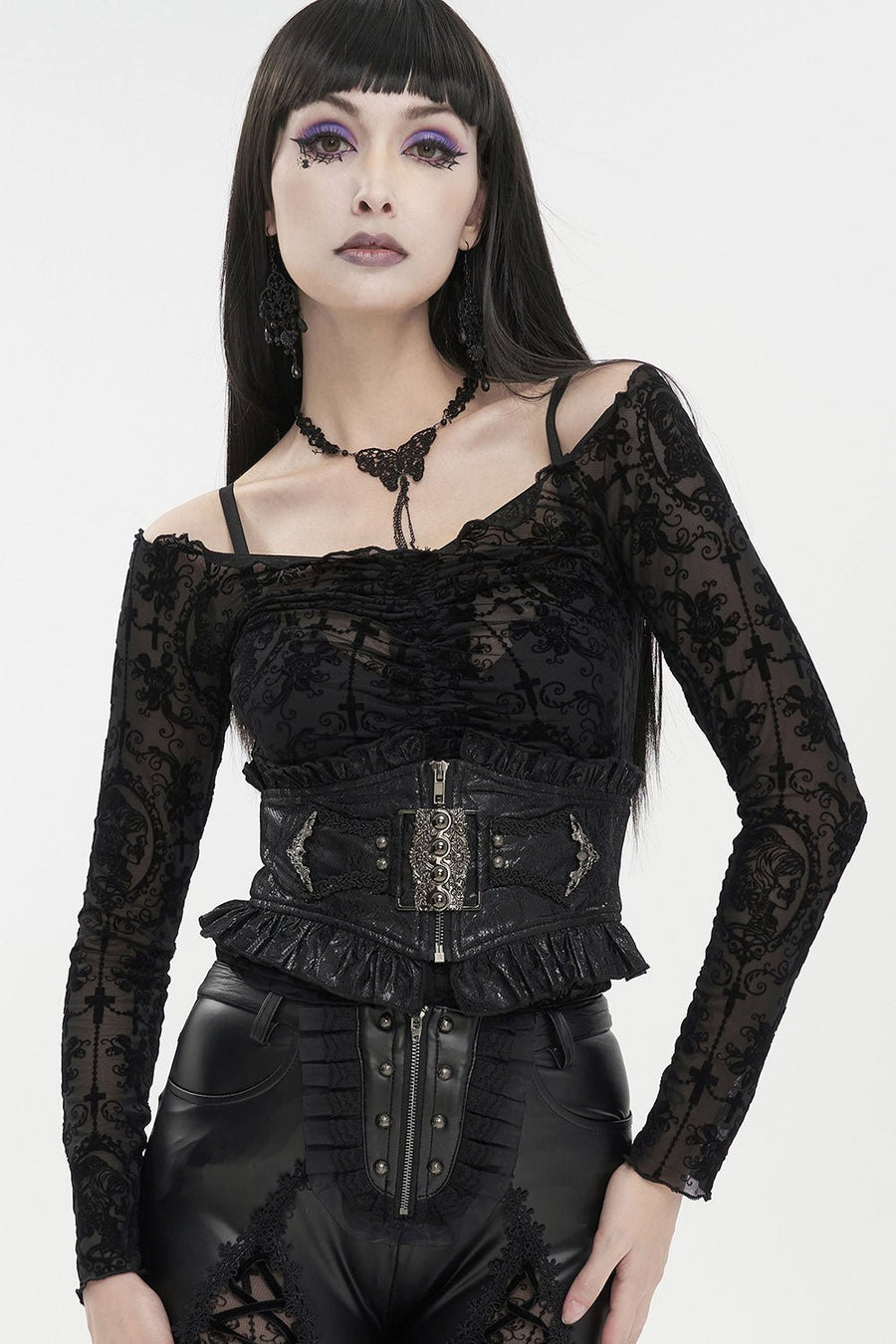 Drop of Poison Ruffled Waist Belt - belts - VampireFreaks - Devil Fashion