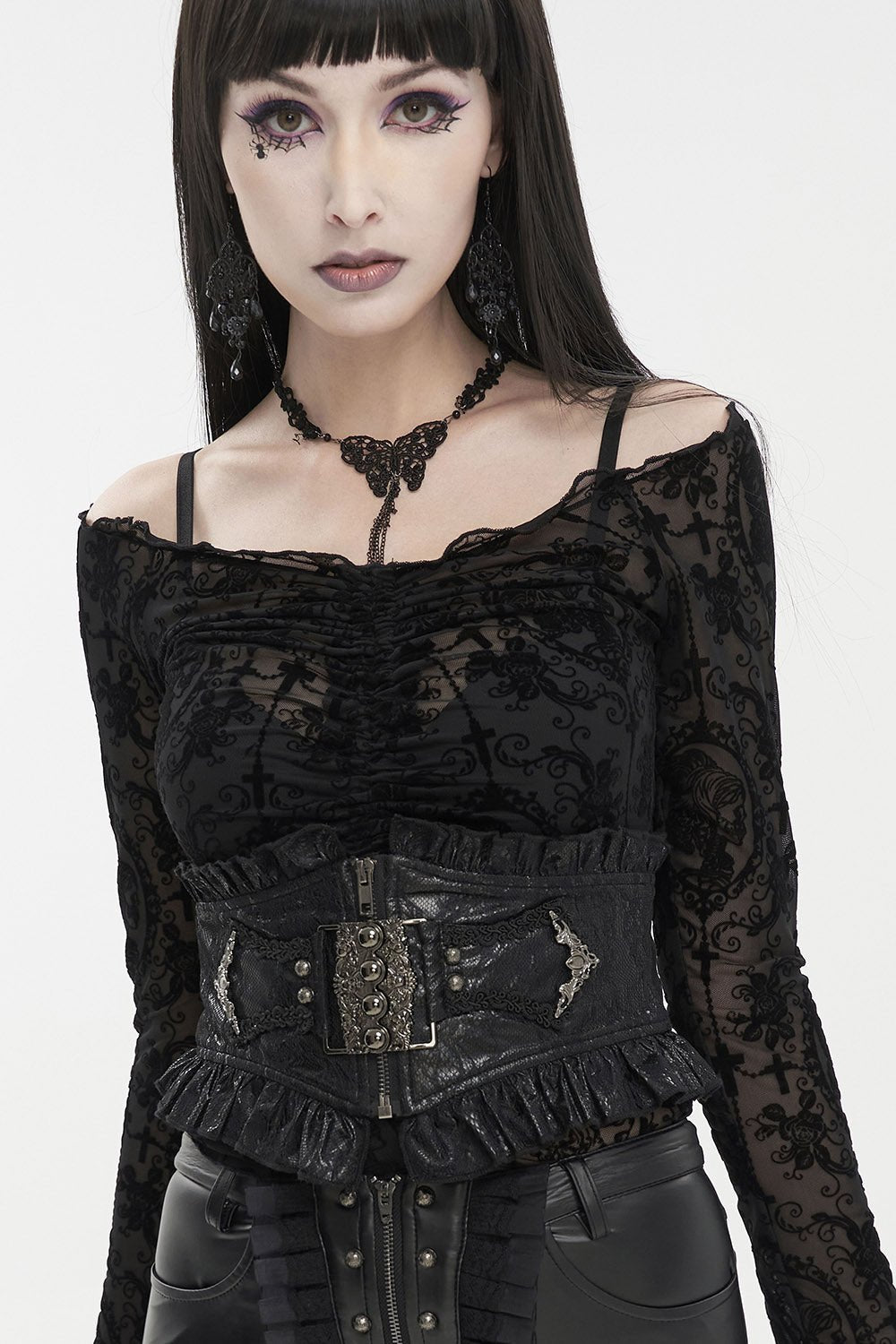 Drop of Poison Ruffled Waist Belt - belts - VampireFreaks - Devil Fashion