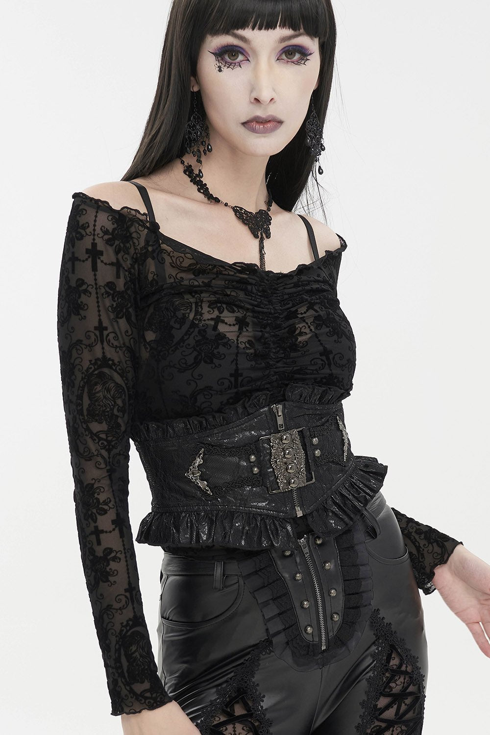 Drop of Poison Ruffled Waist Belt - belts - VampireFreaks - Devil Fashion