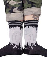 punk goose with knife crew socks in black and gray