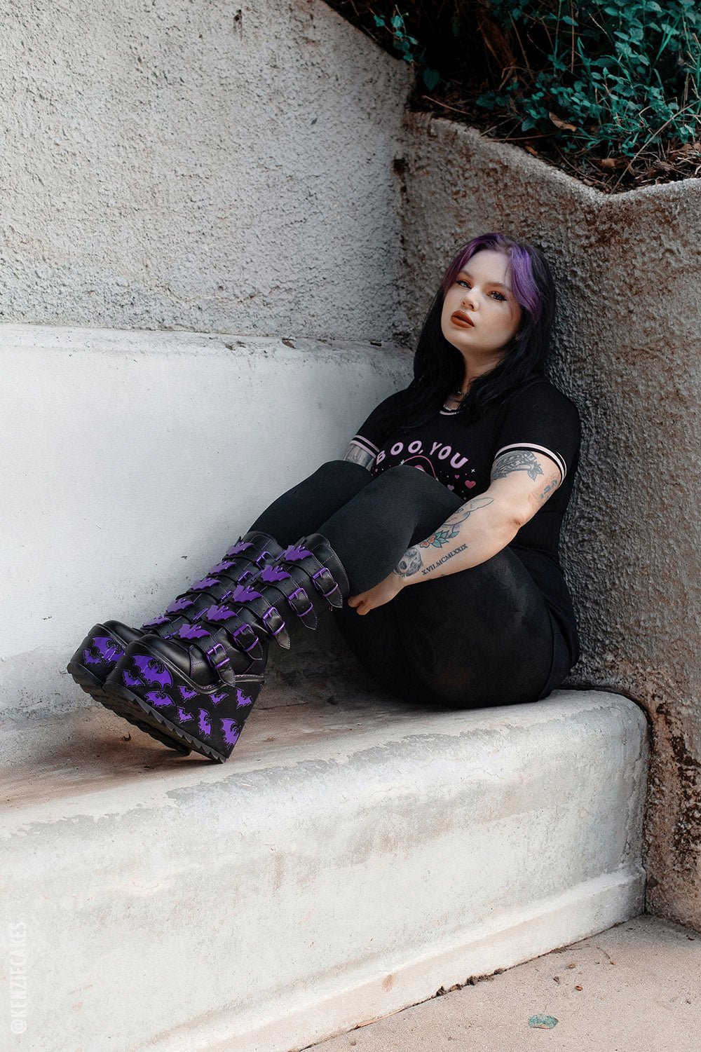 Dune Bat Platform Boots [BLACK/PURPLE] - womens shoes - VampireFreaks - VampireFreaks