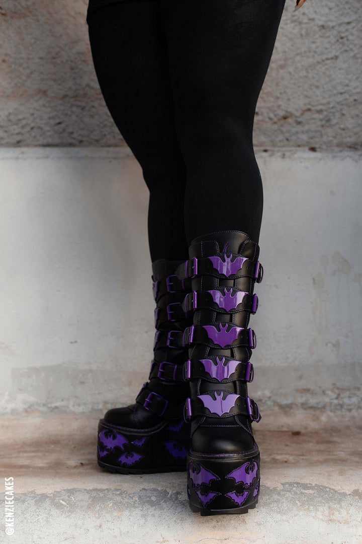 Dune Bat Platform Boots [BLACK/PURPLE] - womens shoes - VampireFreaks - VampireFreaks