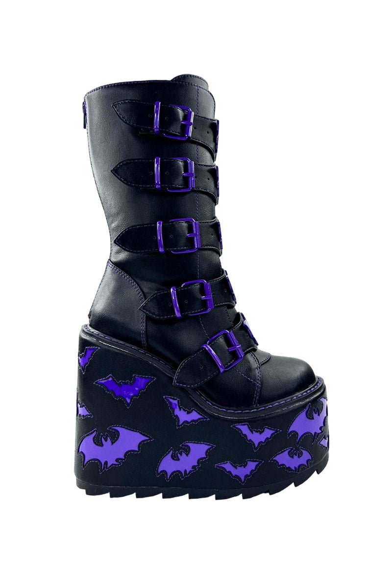 Dune Bat Platform Boots [BLACK/PURPLE] - womens shoes - VampireFreaks - VampireFreaks