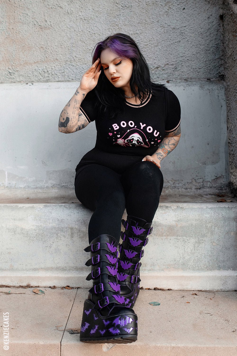 Dune Bat Platform Boots [BLACK/PURPLE] - womens shoes - VampireFreaks - VampireFreaks