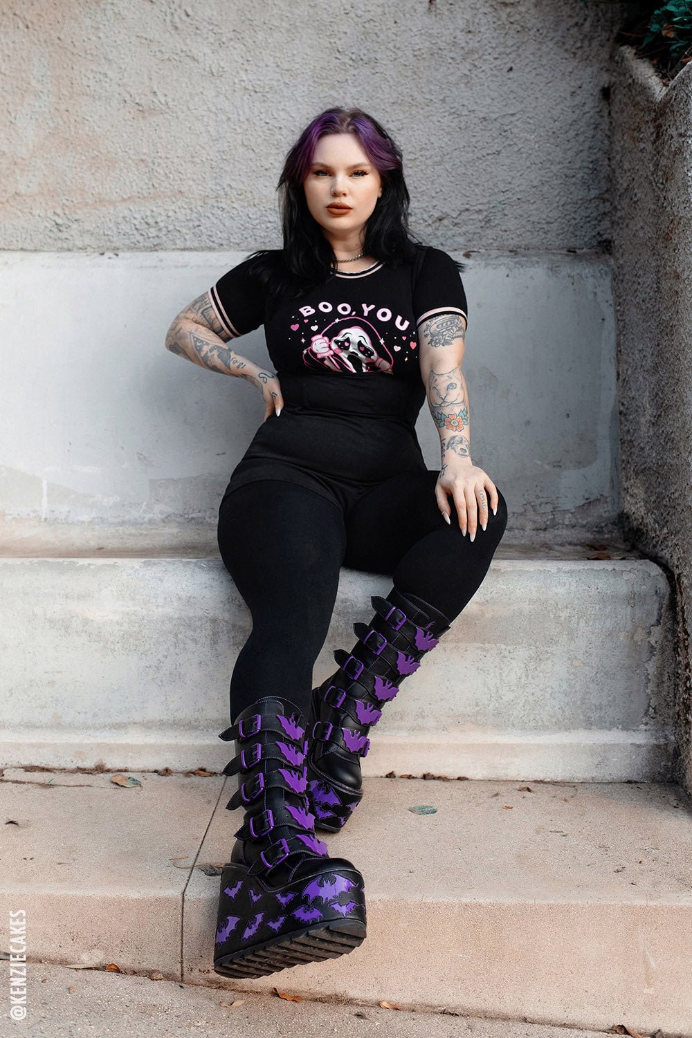 Dune Bat Platform Boots [BLACK/PURPLE] - womens shoes - VampireFreaks - VampireFreaks