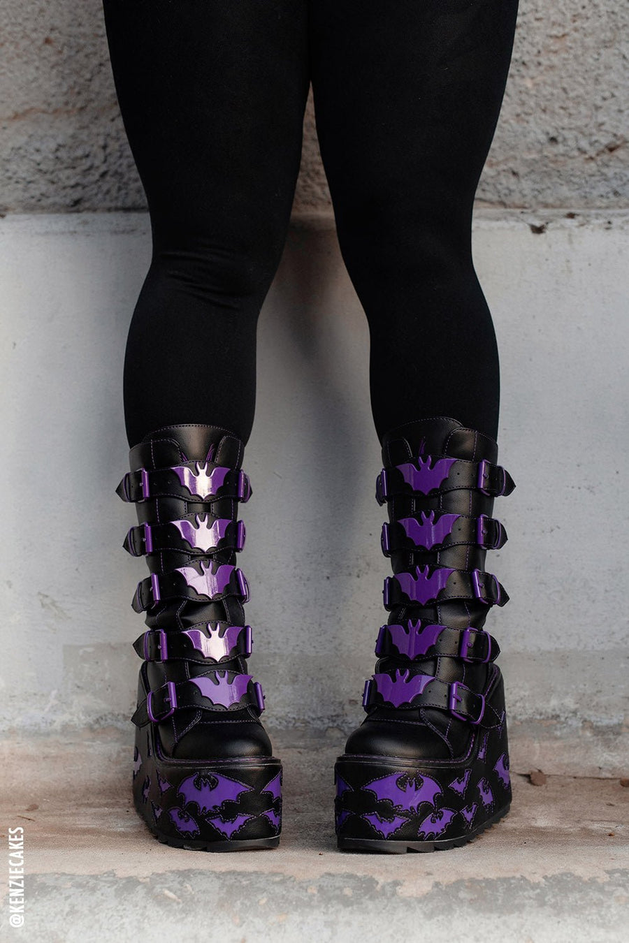 Dune Bat Platform Boots [BLACK/PURPLE] - womens shoes - VampireFreaks - VampireFreaks