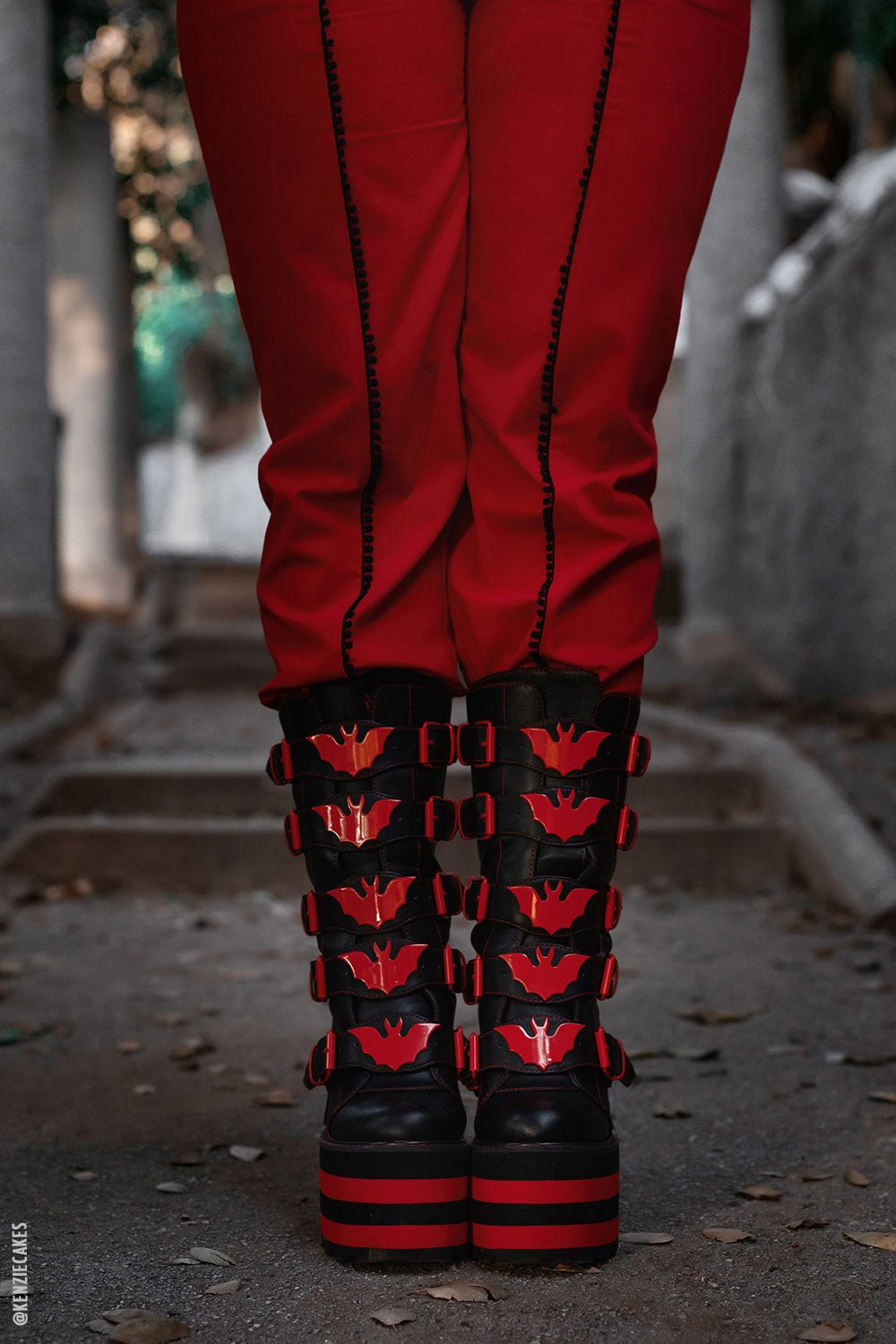 Dune Bat Platform Boots [BLACK/RED] - womens shoes - VampireFreaks - VampireFreaks