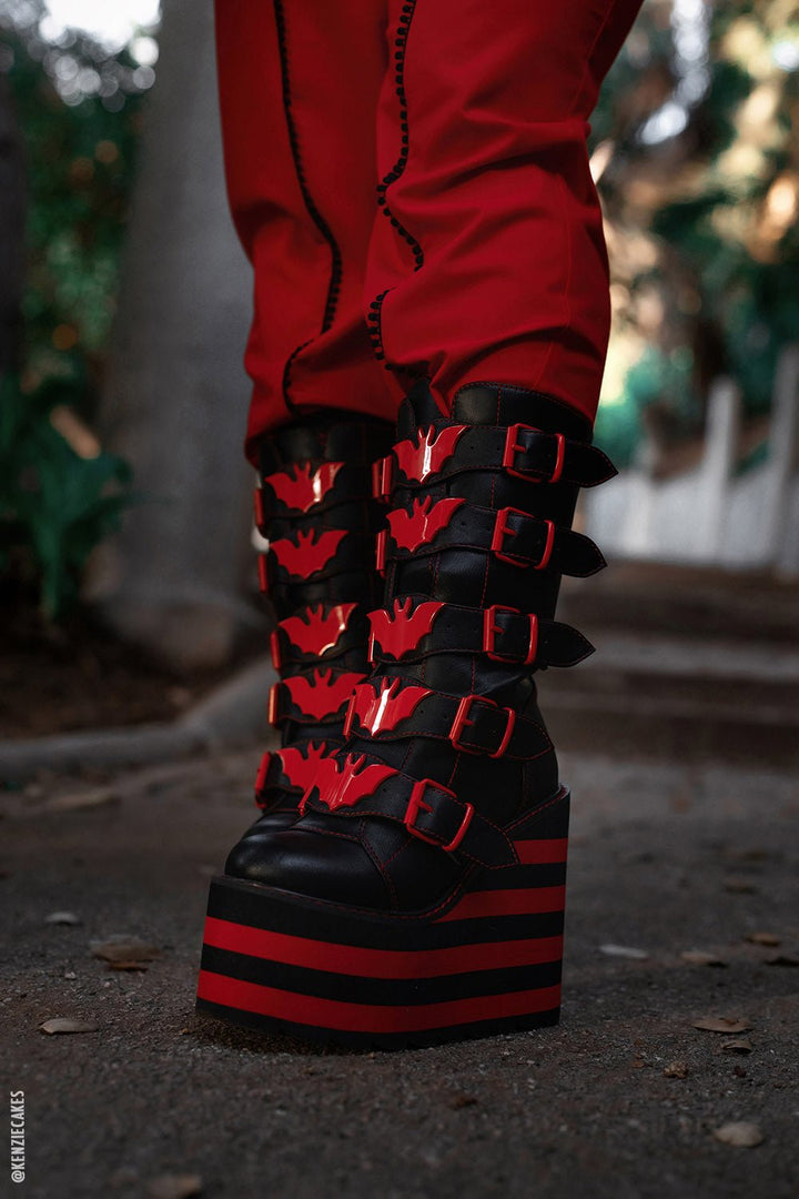 Dune Bat Platform Boots [BLACK/RED] - womens shoes - VampireFreaks - VampireFreaks