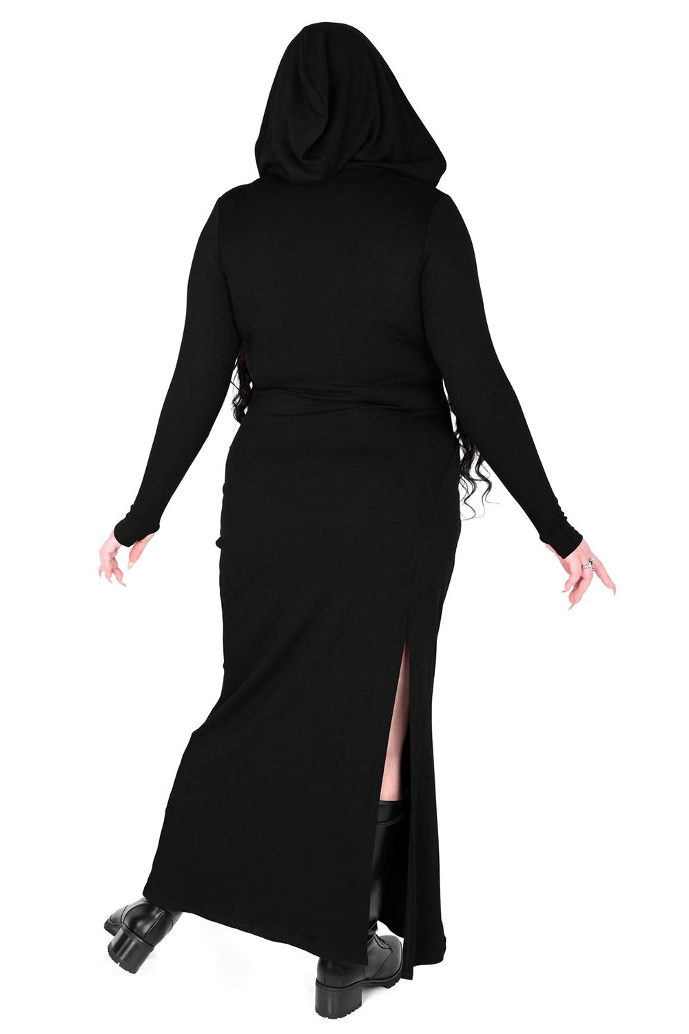 gothic womens long maxi dress with thumbholes