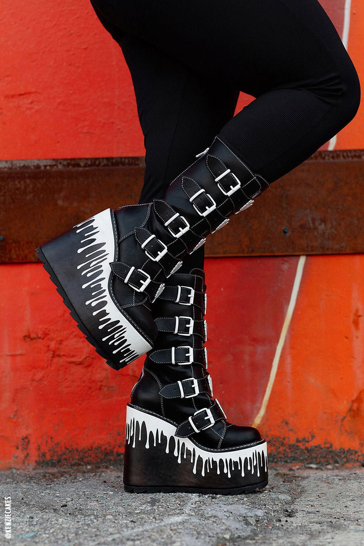 Dune Ghost Platform Boots [BLACK/WHITE] - womens shoes - VampireFreaks - VampireFreaks