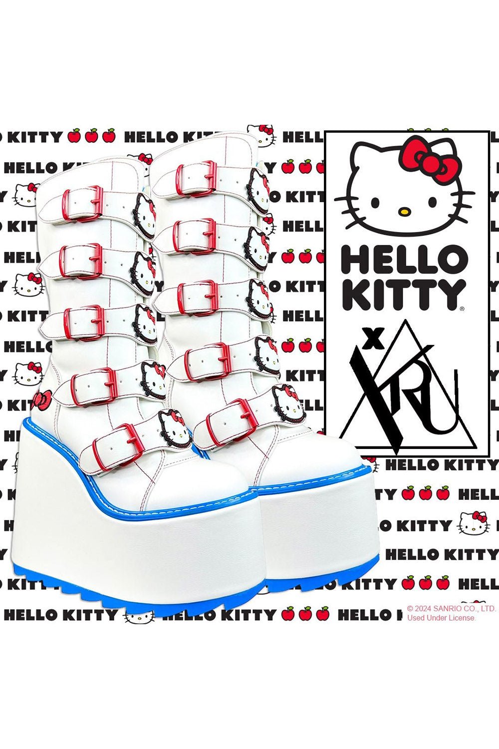 Dune Hello Kitty Platforms [White/Red/Blue] - womens shoes - VampireFreaks - YRU