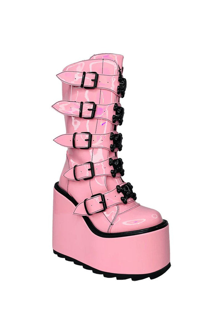 Dune Skull Platforms [PINK/BLACK] - womens shoes - VampireFreaks - YRU