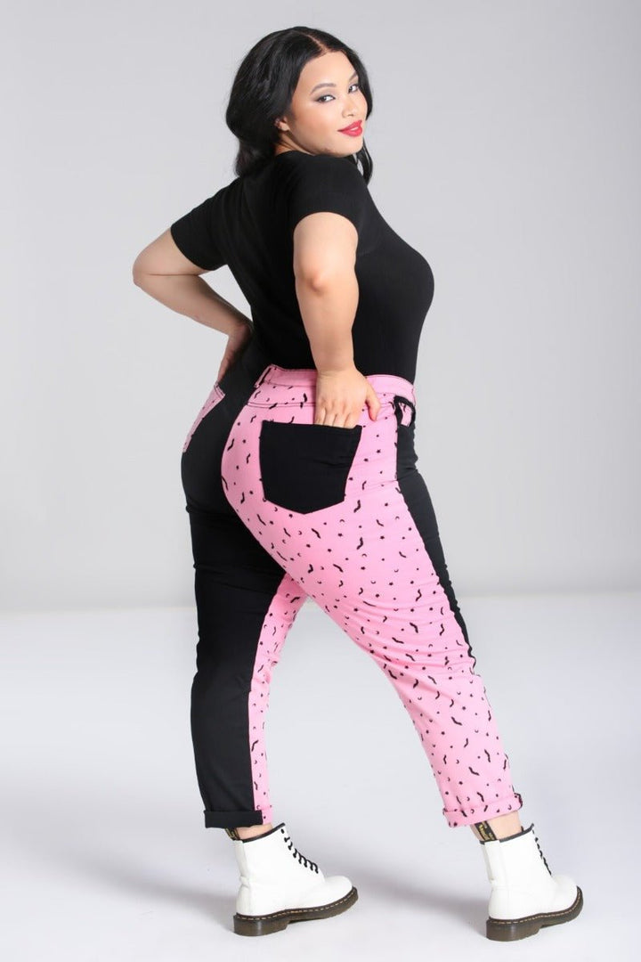 Duo Bat Jeans [PINK] - womens bottoms - VampireFreaks - Hell Bunny